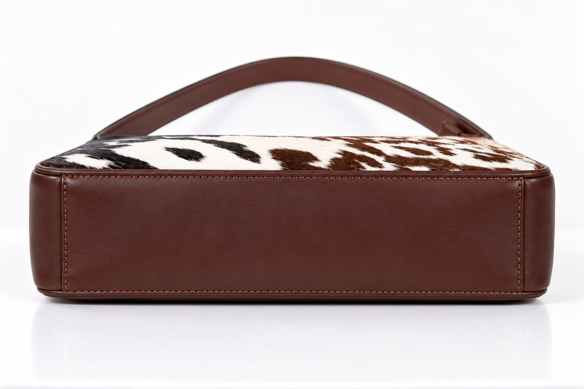 Tri-Color Cowhide Leather Shoulder Bag