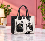 Black, Brown and White Cowhide Leather Tote Bag