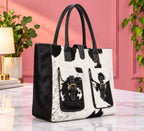 Black, Brown and White Cowhide Leather Tote Bag