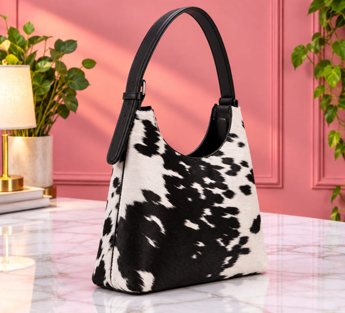 Black and White Hair-On Cowhide Tote Bag – Western Leather Handbag