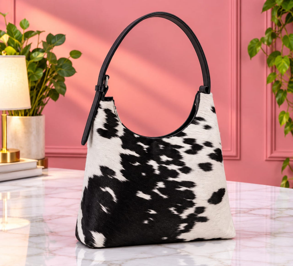 Black and White Hair-On Cowhide Tote Bag – Western Leather Handbag