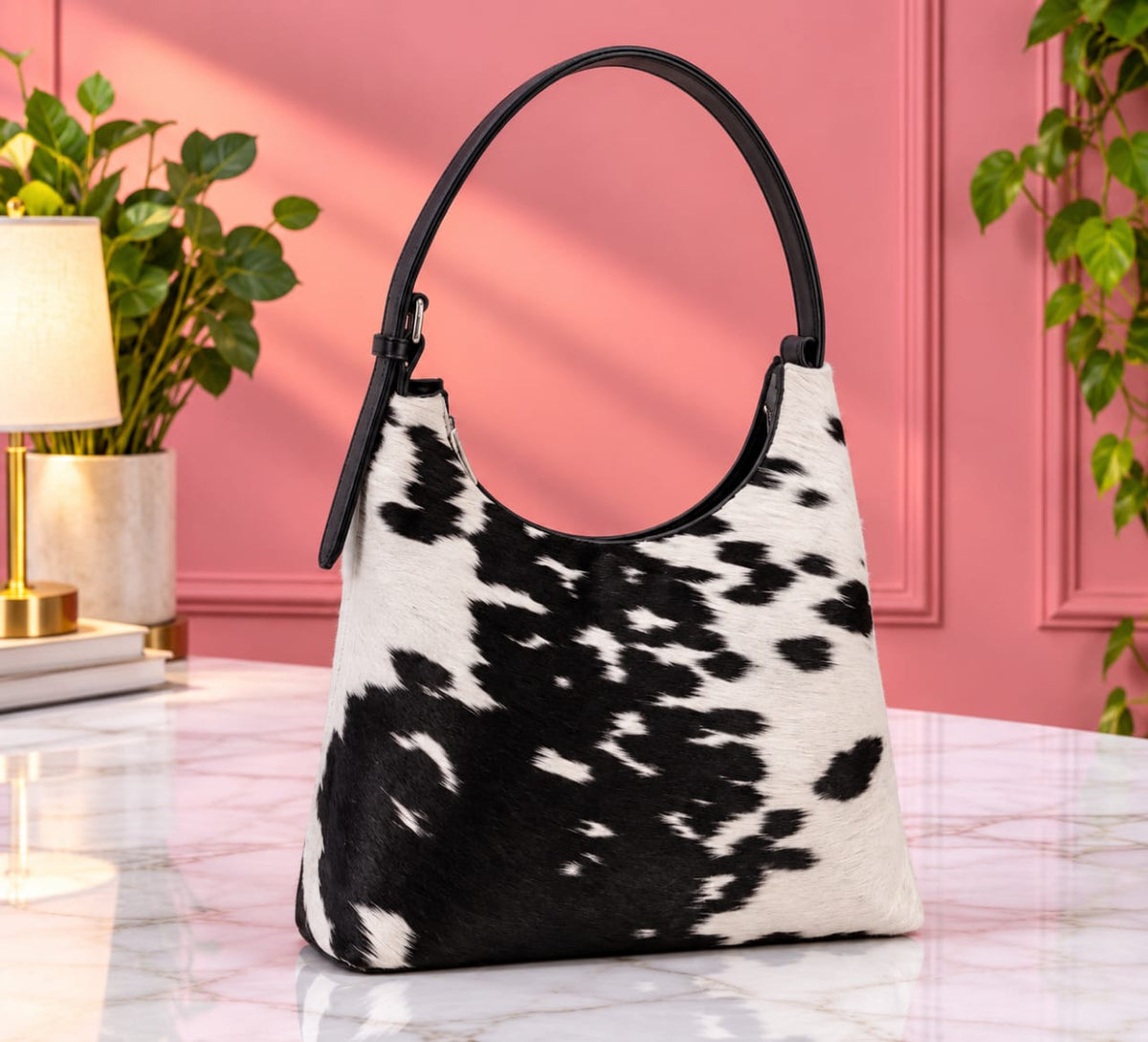 Black and White Hair-On Cowhide Tote Bag – Western Leather Handbag