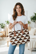 Brown White Cowhide Tote Bag | Western Handbag