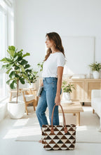 Brown White Cowhide Tote Bag | Western Handbag