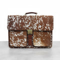 Brown & White Cowhide Leather Laptop Briefcase – 17 Inch