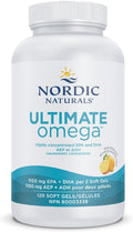 Nordic Naturals Ultimate Omega SoftGels - Omega-3 Supplement, Concentrated Fish Oil With More DHA and EPA, Supports Heart Health, Brain Development and Overall Wellness, Lemon, 120 Count