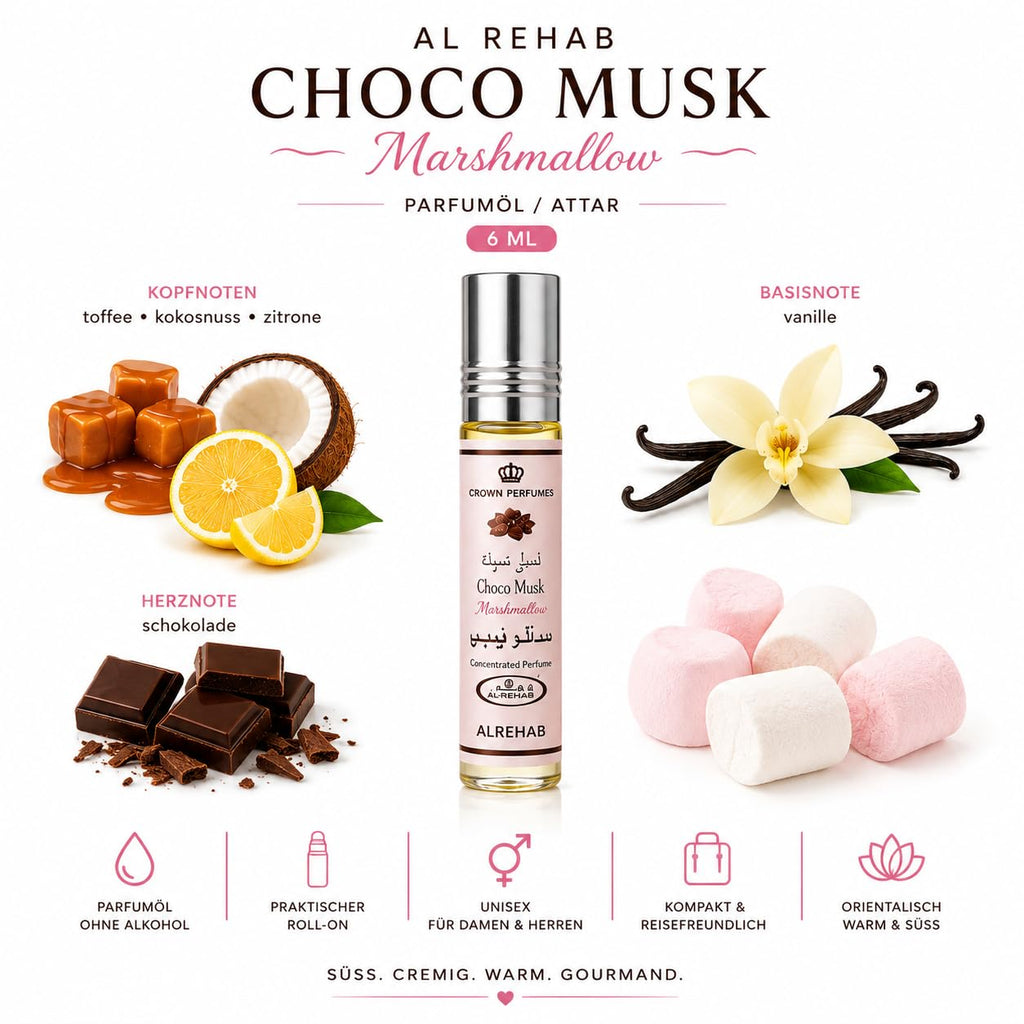 Al-Rehab Choco Musk Eau de Parfum Spray for Women, 1.65 oz/50 ml