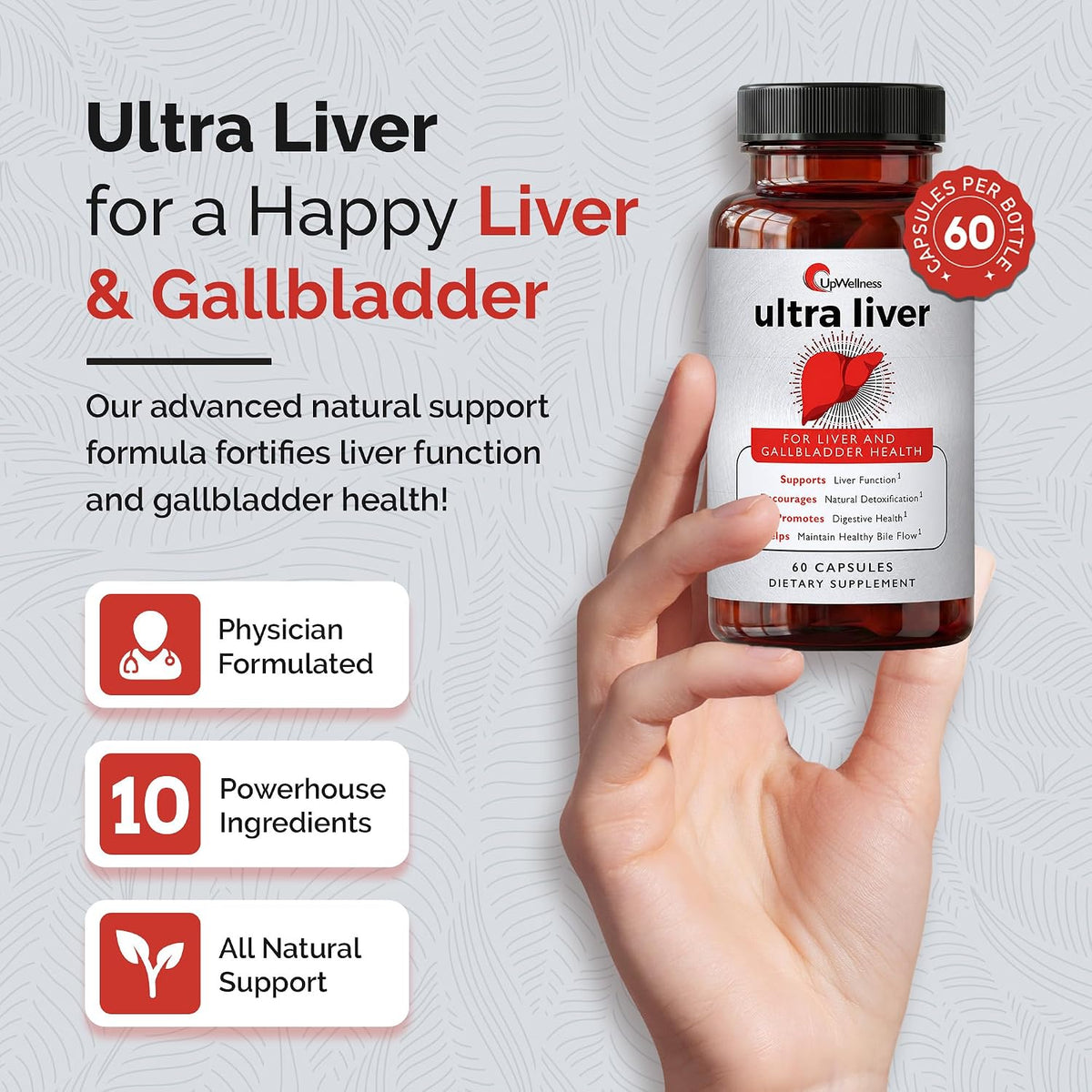 UpWellness Ultra Liver Support Supplement, 60 Capsules