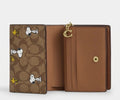 NWT Coach X Peanuts Snap Wallet In Signature Canvas With Snoopy Print CBN32 Tan