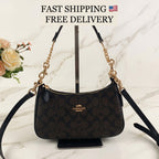 COACH Teri Shoulder Bag CA548 – Signature Coated Canvas Black/Brown – New