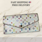 Louis Vuitton Sarah Wallet – White Multicolor Monogram – Pink Interior with Zip