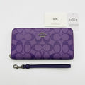 COACH Long Round Zip Wallet with Strap Purple Signature C4452 F/S JP New