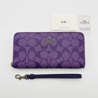 COACH Long Round Zip Wallet with Strap Purple Signature C4452 F/S JP New