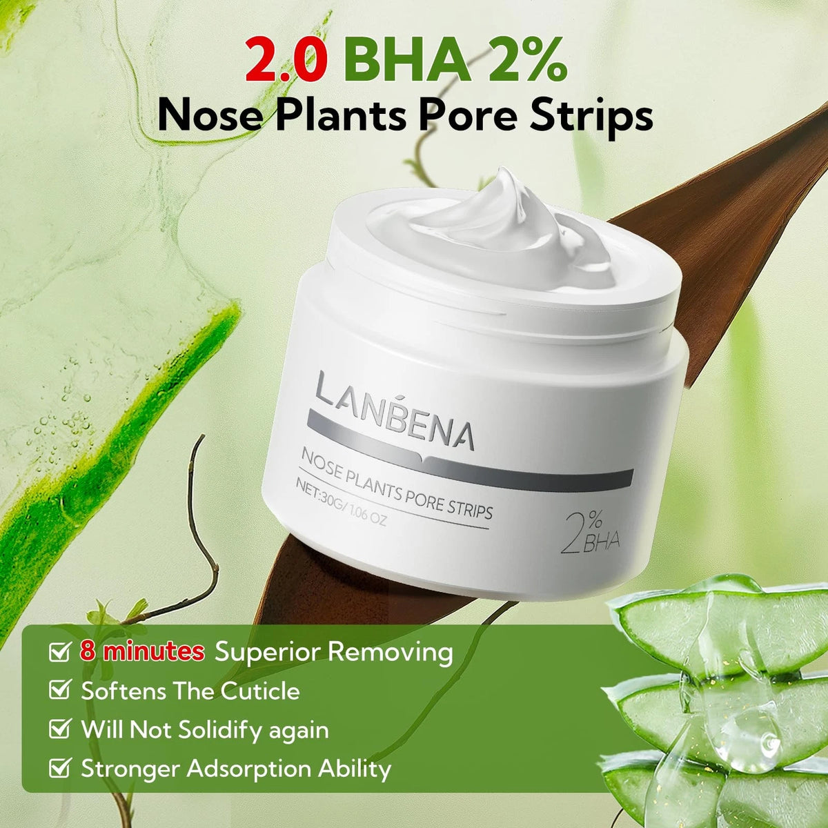 LANBENA 2.0 Nose Pore Strips – Blackhead Remover Mask with Salicylic Acid &amp; Amazonian White Clay – 60 Strips - Royal Scent Shop