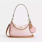 New Coach CEA20 Gold Powder Pink Teri Shoulder Bag Signature with Charms Outlet